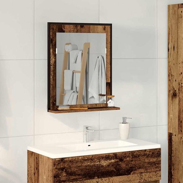 vidaXL Zrkadlo Staré drevo 50 x 12 x 60 cm Sklo a inžinierske drevo