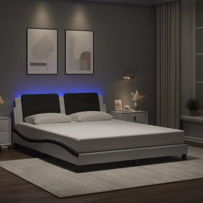 vidaXL Rám postele s LED bez matraca Zadar biely a čierny 160x200 cm