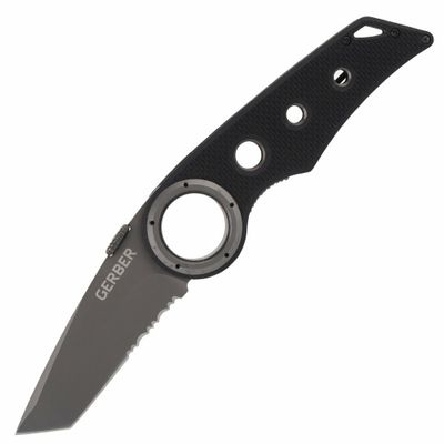 Gerber 31-003641 Remix Part. Serrated vreckový nôž 7,7 cm, celočierna, G10