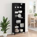 vidaXL Highboard Čierny dub 69,5 x 34 x 180 cm Kompozitné drevo