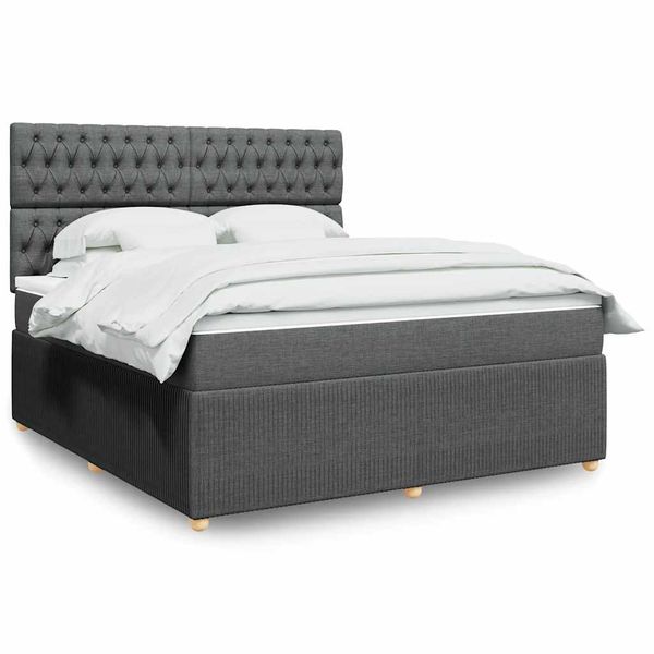 vidaXL Boxspring posteľ s matracom tmavosivá 180x200 cm látka