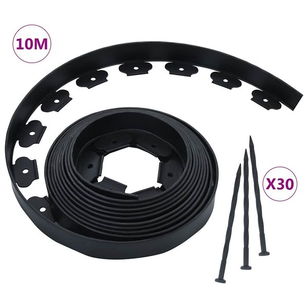 vidaXL Flexibilná obruba trávnika s 30 kolíkmi 10 m 5 cm