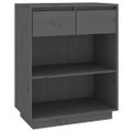 vidaXL Konzolová skrinka sivá 60x34x75 cm masívna borovica