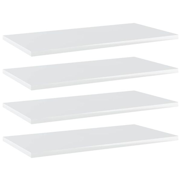 vidaXL Prídavné police 4ks, lesklé biele 60x30x1,5cm, kompozitné drevo