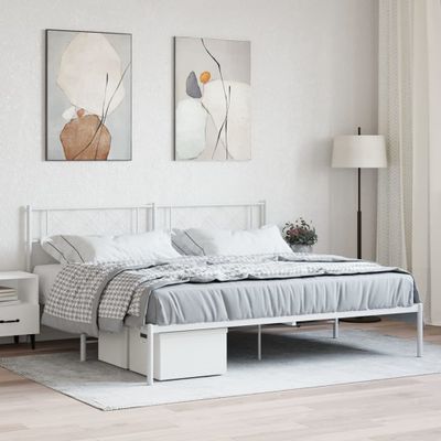vidaXL Kovový rám postele s čelom biely 180x200 cm