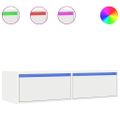 vidaXL TV skrinka s LED svetlami, biela 100X35,5x25 cm
