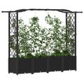 vidaXL Vyvýšený záhon s mriežkou a strechou Čierna 204 x 40 x 138 cm