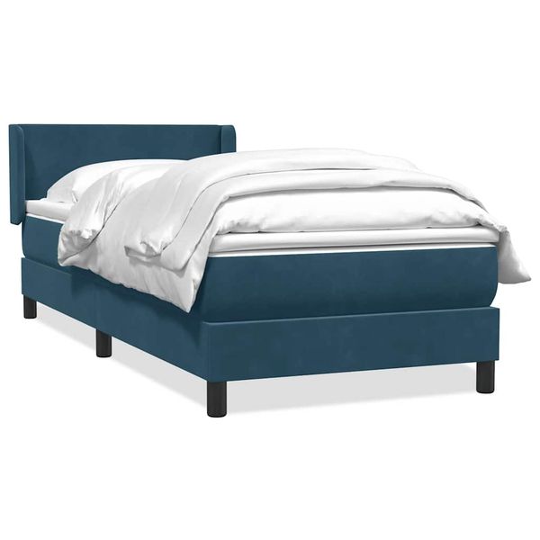 vidaXL Posteľný rám boxsping s matracom tmavomodrý 90x220 cm zamat