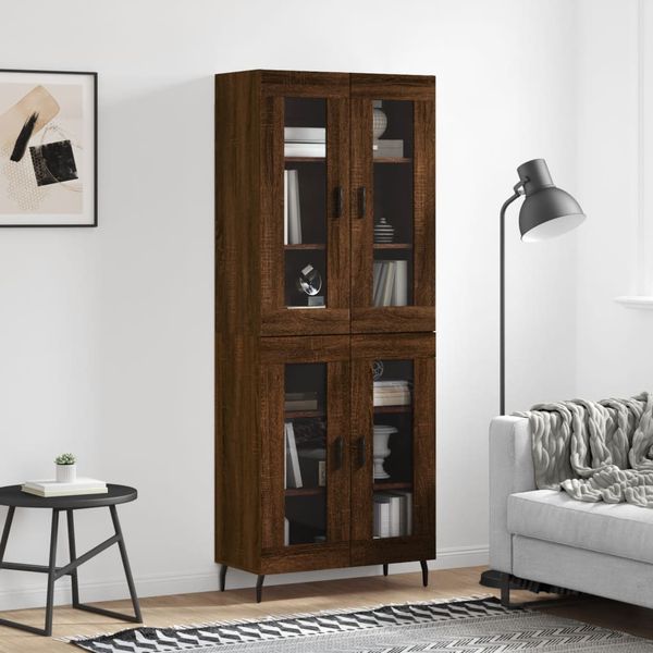 vidaXL Vysoká skrinka hnedý dub 69,5x34x180 cm spracované drevo