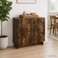 vidaXL Servírovacia skriňa Dymový dub 89 x 34,5 x 80 cm
