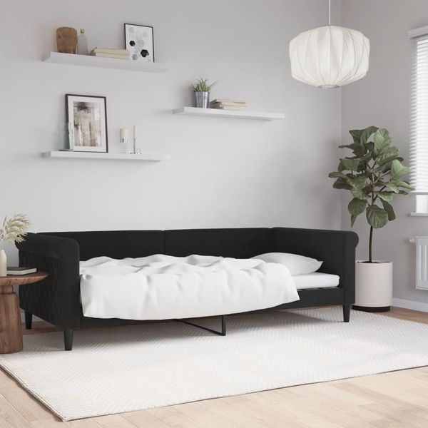 vidaXL Denná posteľ čierna 90x200 cm zamat