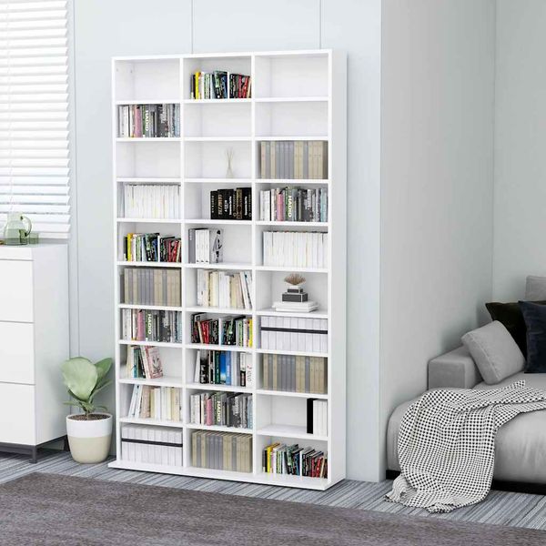 vidaXL Skrinka na CD, biela 102x23x177,5 cm, kompozitné drevo