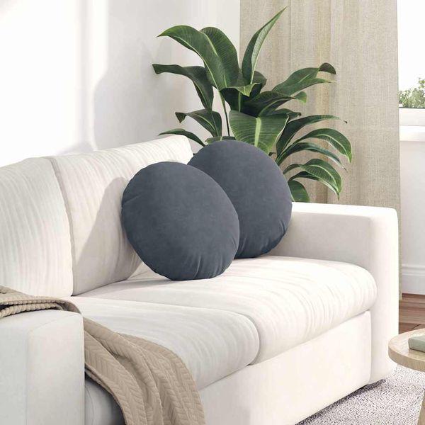 vidaXL Vankúše na sedenie 2 pcs Tmavo šedá Ø 40 x 13 cm Zamat