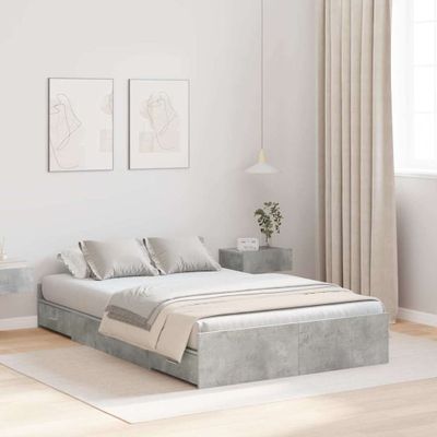 vidaXL Rám postele s úložným prostorem Betónová šedá 120 x 200 cm