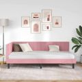 vidaXL Rohový rám postele s čelnou doskou Ružová 100 cm x 200 cm Zamat