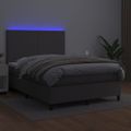 vidaXL Boxspring posteľ s matracom a LED sivá 140x200 cm umelá koža