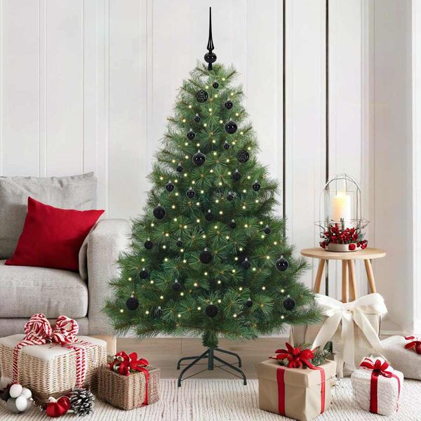 vidaXL Umelý vianočný stromček s 150 LED-i Zelená 150 cm PE a PVC