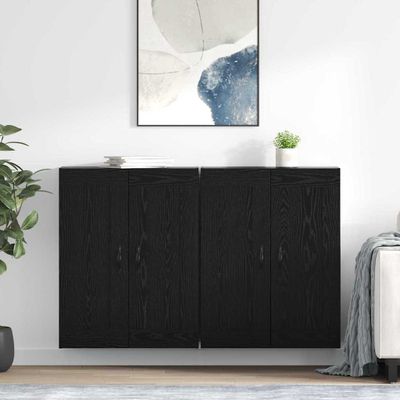 vidaXL Závesná skrinka Nástenný 2 pcs Čierny dub 69,5 x 34 x 90 cm