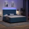 vidaXL LED box s pružinami Tmavomodrá 180 x 200 cm Zamat