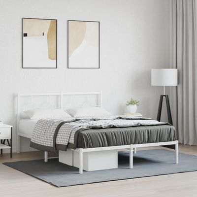 vidaXL Kovový rám postele s čelom biely 140x190 cm