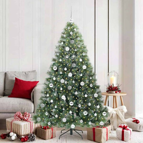 vidaXL Umelý vianočný stromček s 300 LED-i Zelená 180 cm PE a PVC