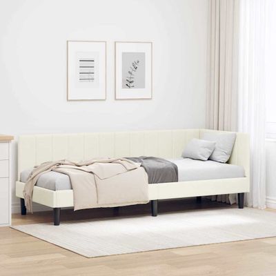 vidaXL Rohový rám postele s čelnou doskou Krémová 80 cm x 200 cm Zamat