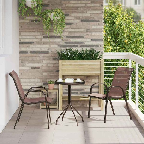 vidaXL Záhradný bistro set 3 pcs Hnedá Oceľ