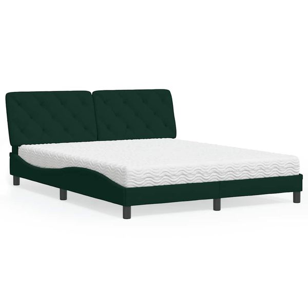 vidaXL Posteľ s matracom tmavozelený 160x200 cm zamat