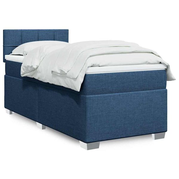 vidaXL Posteľný rám boxsping s matracom modrý 80x200 cm látka
