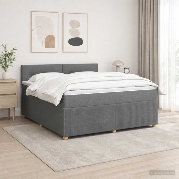 vidaXL Posteľ boxspring s matracom Tmavosivá 140 x 200 cm Látka