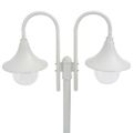vidaXL Záhradná stĺpová lampa E27 220 cm hliníková 2 lampáše biela