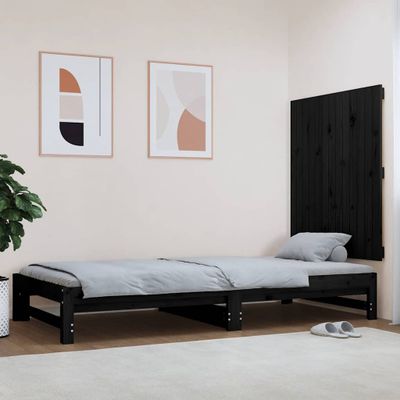 vidaXL Nástenné čelo postele čierne 82,5x3x90 cm masívna borovica