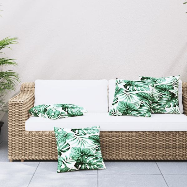 vidaXL Dekoratívne vankúše 4 ks vzor listov 50x50 cm látka