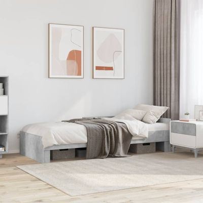 vidaXL Posteľný rám betónový sivý 90x200 cm borovicový masív