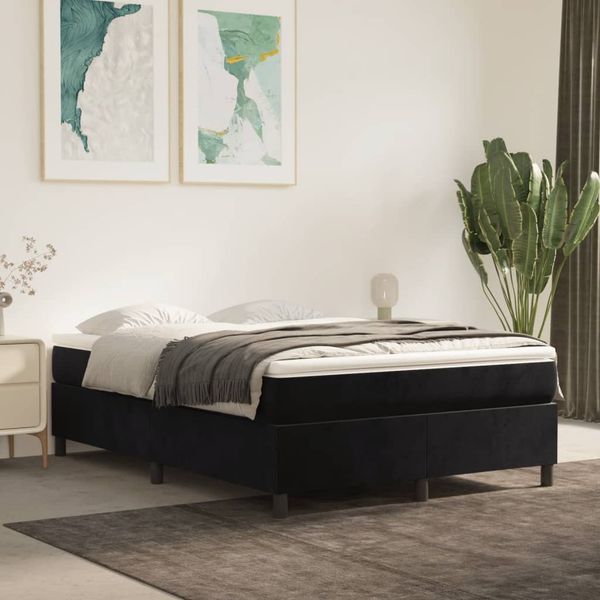 vidaXL Posteľný rám s boxspringom čierna 140x190 cm zamat