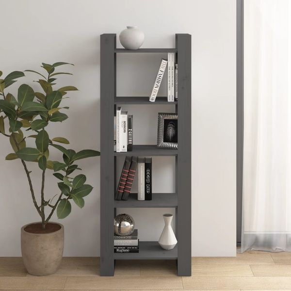 vidaXL Knižnica/deliaca stena sivá 60x35x160 cm masívne drevo