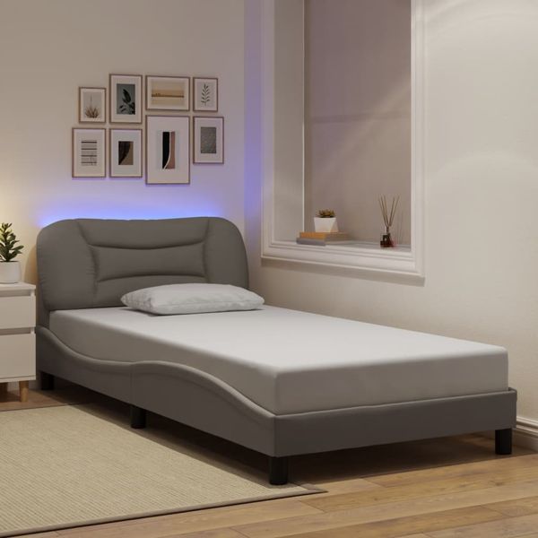vidaXL Rám postele s LED bez matraca Hvar sivohnedá 100x200 cm látka