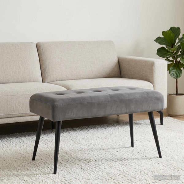 vidaXL Lavica s gombíkovým prešívaním Tmavosivá 80 x 40 x 46 cm Zamat