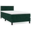 vidaXL Posteľný rám boxsping s matracom tmavozelený 90x200 cm zamat
