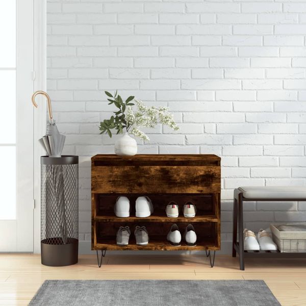 vidaXL Botník dymový dub 70x36x60 cm spracované drevo