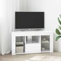 vidaXL Rohový LED TV kabinet 100 x 40 x 50 cm Vysoko lesklá biela