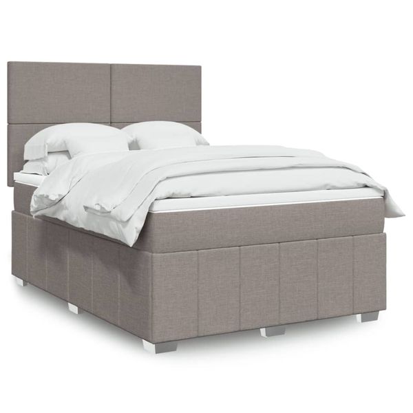 vidaXL Boxspring posteľ s matracom sivohnedý 140x190 cm látka