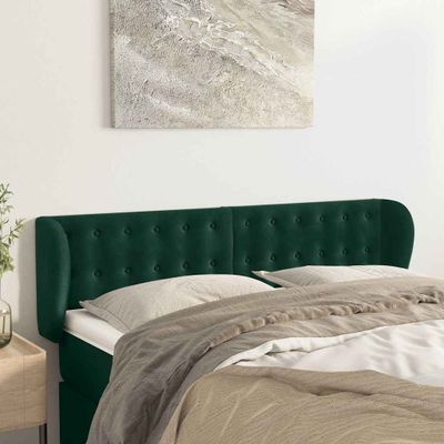 vidaXL Čelo postele so záhybmi tmavozelený 147x23x78/88 cm zamat
