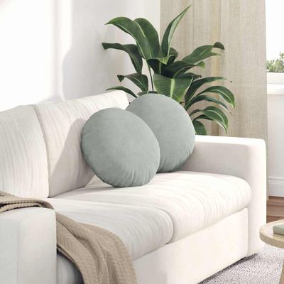 vidaXL Vankúše na sedenie 2 pcs Svetlosivá Ø 40 x 13 cm Zamat