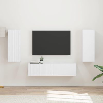 vidaXL Zostava TV skriniek Nástenný 2 pcs Biela Kompozitné drevo