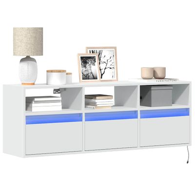 vidaXL Nástenná TV skrinka s LED, biela 130x31x45 cm