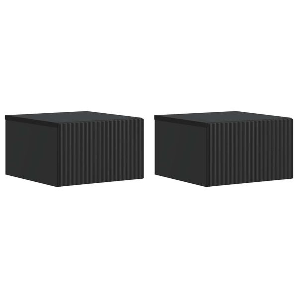 vidaXL Nástenná nočná skrinka Nástenný 2 pcs Čierna 33 x 34,5 x 20 cm
