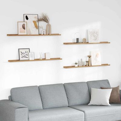 vidaXL Stenná polica 4 pcs Hnedá 115 x 9 x 3 cm Kompozitné drevo
