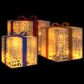 vidaXL Osvetlené vianočné darčeky 3 ks 64 LED diód teplé biele