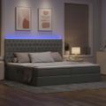 vidaXL LED úložná posteľ s matracom Svetlosivá 200 x 200 cm Látka